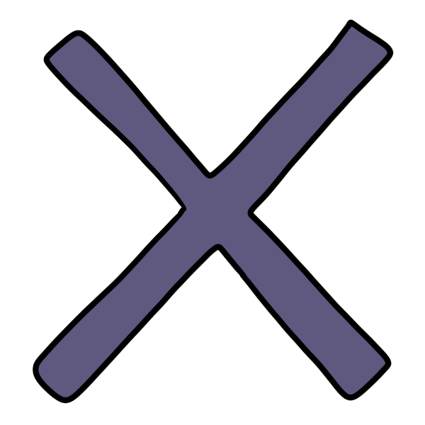 a purple X